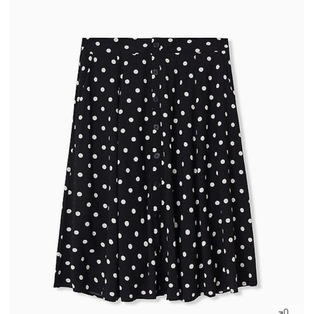Torrid polka dot challis button down midi skirt NWT